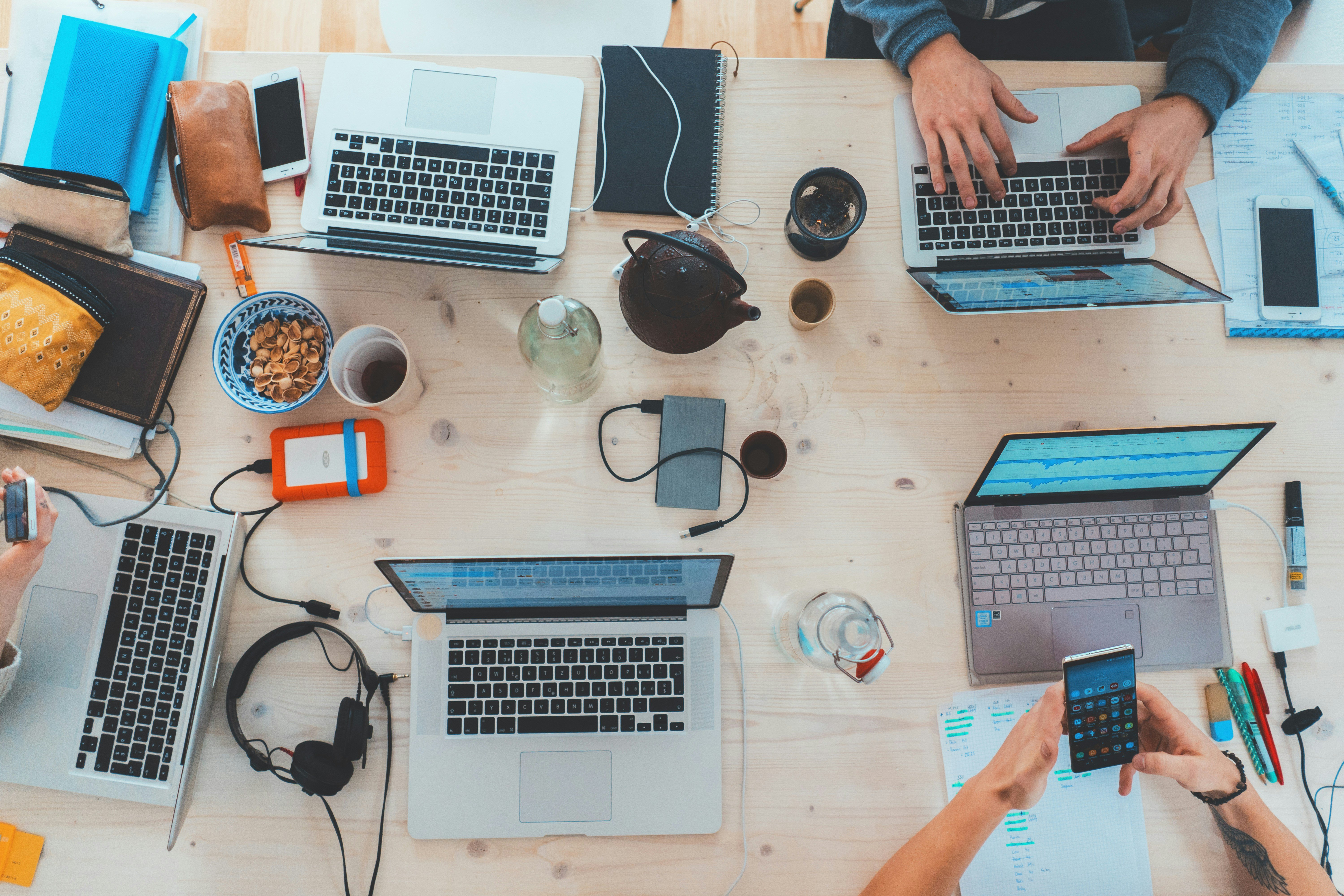 Modern Legal Marketing Team at Work with Laptops and Digital Tools